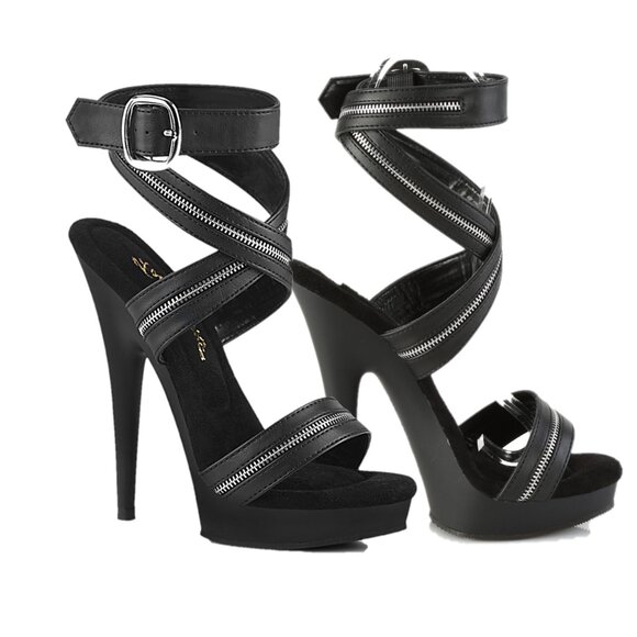 Sultry 6" High Heel Platform Cross Wrap Zipper Strap Sandals Shoes - Picture 6 of 7